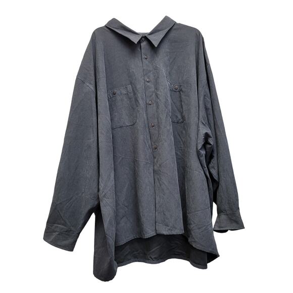 Meanswear Mens 6X PolyNylon Sueded Long Sleeve Button Up Shirt w Front Pockets - Picture 1 of 4